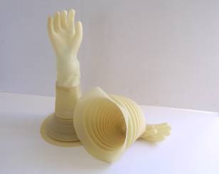 NATURAL LATEX PLEATED GLOVE-BOX